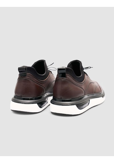 Hakiki Deri Kahverengi Erkek Günlük Sneaker Kahverengi