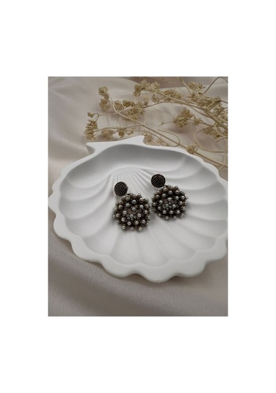 Lunarie Vintage İnci Detaylı Büyük Sallantılı Küpe Altın