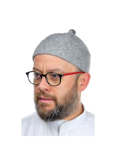 Erkek Keçe Yün Takke - Gri Renk