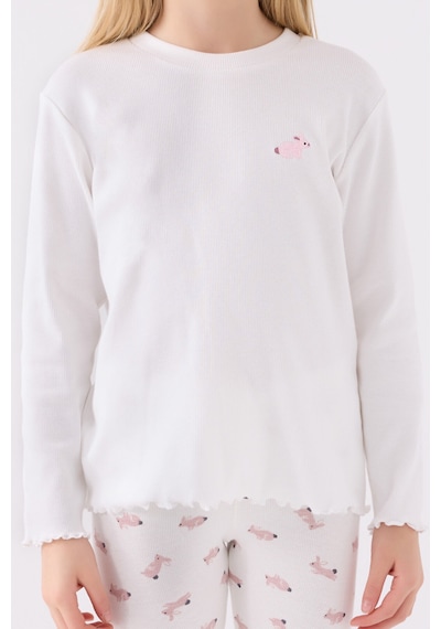 Rolypoly Kız Çocuk Beyaz Pijama Takımı Rp3458-c-v2 Beyaz