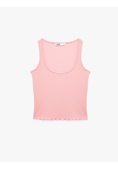 Koton U Yaka Kolsuz Fitilli Atlet Pijama Üstü Pembe 6slk90005mk Gül
