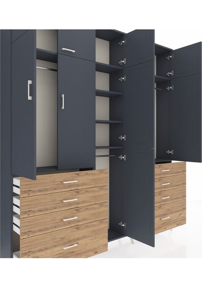Arges Dolap 8 Raflı 8 Çekmeceli 3 Askılı 220x30x243 Antrasit-antrasit/çam Antrasıt/atlas Çam Arges Dolap 8 Raflı 8 Çekmeceli 3 Askılı 220x30x243 Antrasit-antrasit/çam Antrasıt/atlas Çam