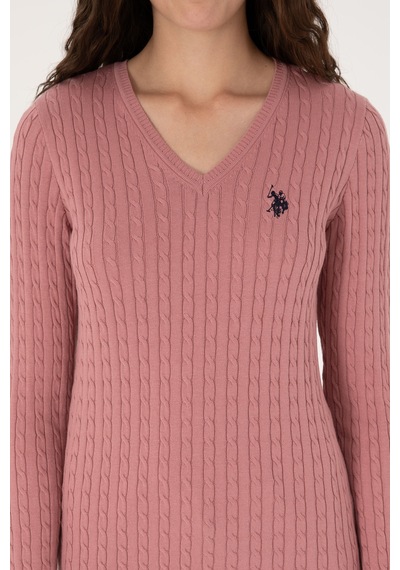 U.S. Polo Assn. Kadın Orkide V Yaka Basic Kazak 50313625-VR221