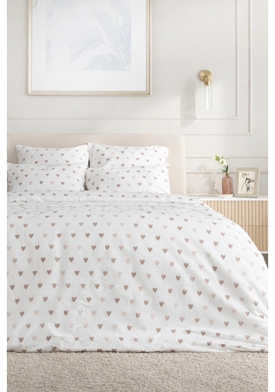Uçkan Home %100 Pamuk Cozy Hearts Tek Kişilik Nevresim Seti--98 Kırık Beyaz