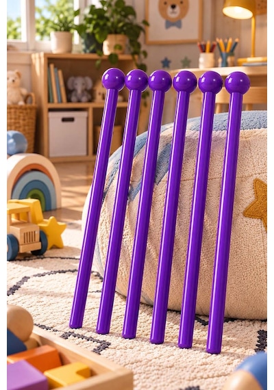 Midex Orf-tfk-20prp 3X Mor Çocuk Davulu Tokmağı Ritim Çubuğu Örf Aleti 23 Cm Karbon Fiber