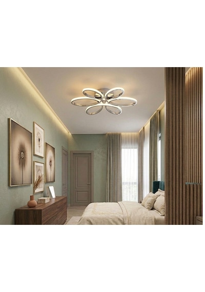 3 Renkli Yonca 6 Lı Krom Plafonyer Salon Mutfak Çocuk Odası Yemek Masası Ve Antre İçin Modern Led