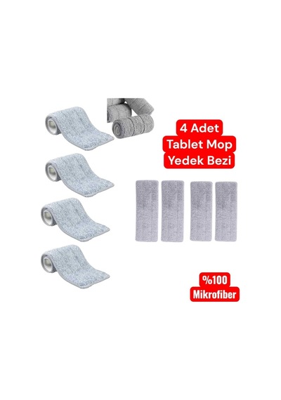 Tr Tablet Mop Yedek Bez%100 Mikrofiber Paspas Ucu 4 Adet Genel