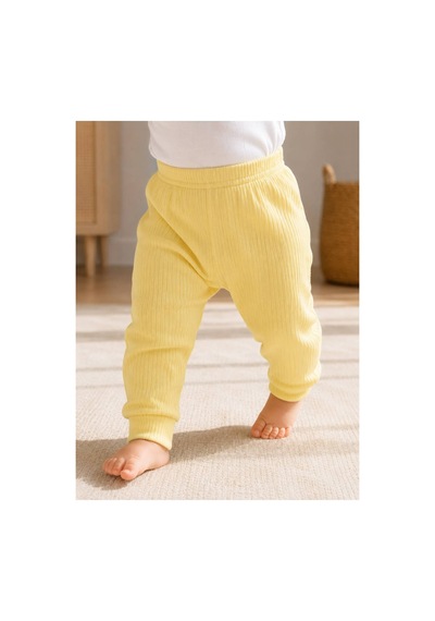 H&c Coolboy H&c Bebek Patiksiz Alt Pantolon %100 Pamuk Esnek Fitilli Ribana 0-36 Ay Sarı