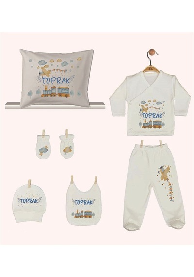 Pia Baby Gl 1944-08 İsme Özel Yastık Zıbın Set Krem