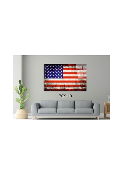 Amerika Bayrağı Karışık Cam Tablo Pct0614 Modern Dekorasyon Temalı Dekoratif Duvar Tablosu, Salon, Ev Ve Ofis Dekoru,
