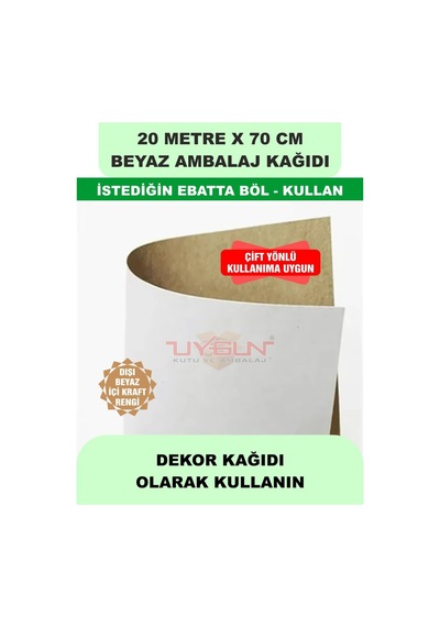 70 Cm X 20 Metre Bobin Beyaz Ambalaj Kağıdı Çift Yönlü, Ev Eşyası, Çeyiz, Hediye, Ürün Paketleme 20 Adet