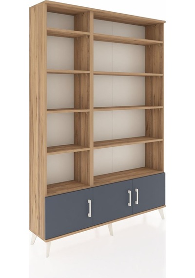 Arges Dolap 10 Raflı 3 Kapaklı 132x30x195 Çam-antrasit/çam Çam