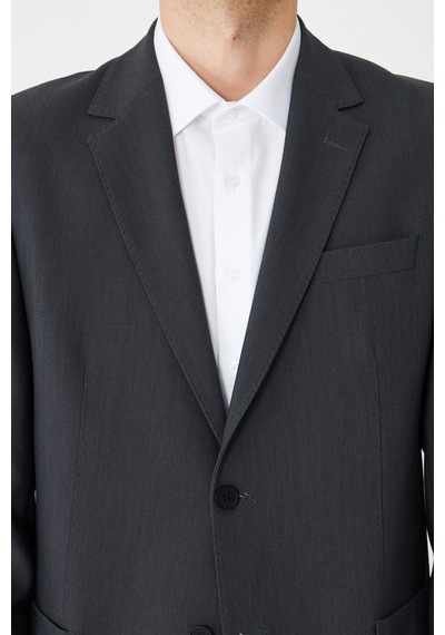 Gri Modern Kesim Slim Fit Premium Takım Elbise Füme
