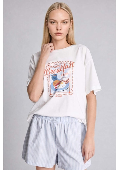 Defacto Oversıze Şortlu Kısa Kollu 2li Poplin Pijama Takımı I1145ax26hsbe162 Mavi-be162