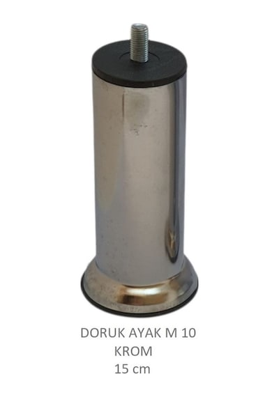 Doruk Ayak, Cıvatalı Baza Koltuk Dolap Ayağı, Metal, Krom, M10, 15 Cm Krom
