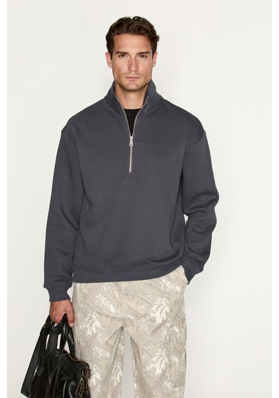Grımelange Ceremıno Erkek Yarım Fermuarlı Gri Sweatshirt