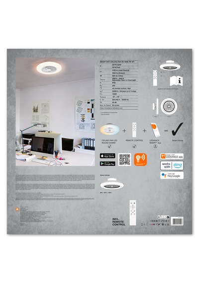 Ledvance Smart Led Fanlı Tavan Armatürü Beyaz Gri