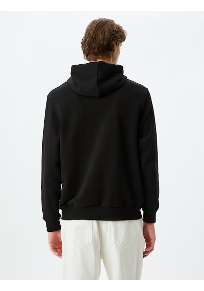 Koton Kapşonlu Kanguru Cepli Pamuk Karışımlı Atatürk Sweatshirt Siyah 5wam70222mk Siyah