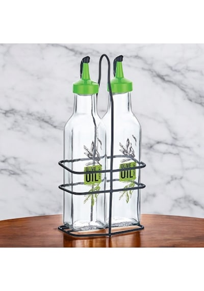 Qlux Metal Standlı Perge Kare Yağlık 2li Set 250 Cc Şeffaf