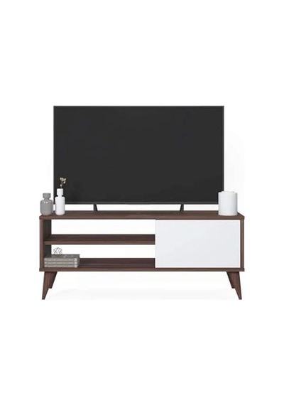 Ceviz Renkli 110 Cm Tv Ünitesi, Kitaplık Ve Tv Sehpası Açık Ceviz