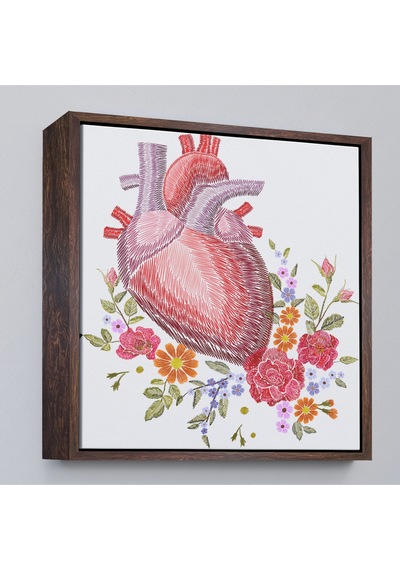 Ahşap Çerçeveli Çiçekli Kalp Tablosu - Kalp Doktoru Hastanesi Hediyesi-8304