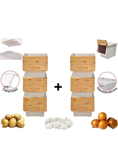 Motek Patateslik Soğanlık Sepeti Oyuncak Kutusu Tekerlekli Organızer Çok Amaçlı Kutu 6x12lt-bambu+krem Motek Patateslik Soğanlık Sepeti Oyuncak Kutusu Tekerlekli Organızer Çok Amaçlı Kutu 6x12lt-bambu+krem