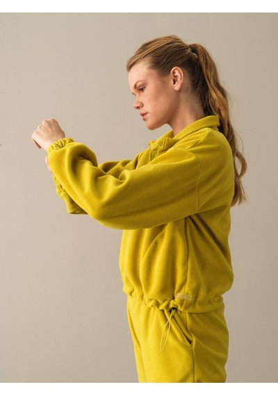 Xint Sarı Oversize Dik Yaka Polar Sweatshirt 400520