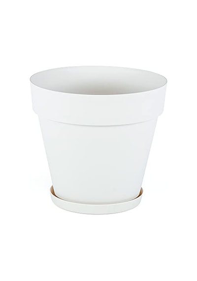 Ys07 Yalı Saksı Drenaj Aparatlı Tabaklı Dekoratif Saksı 46,5cm, 46 Litre Kirli Beyaz Diğer