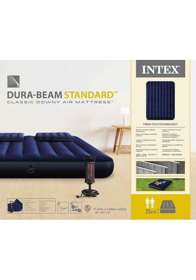 Lexroo Intek 64765 Klasik Kamp Yatağı 152x203 Cm Yastık+pompa Set, Su Sporları, Plaj Malzemesi Çok Renkli