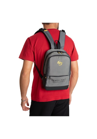 Newish Polo Unisex Minimal Sırt Çantası Laptop Bölmeli Şehir İçi Kullanım - New406 Gri