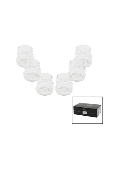Mir-1539 Kahve Yanı Bardak 90ml 6 Adet Üzüm Kabarcıklı Cam - 24'li Paket Diğer
