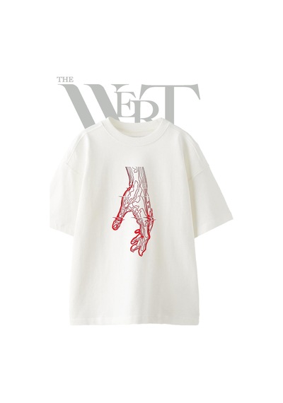 Thewert Contour Hand Tasarım Baskılı Ünisex Beyaz Oversize T-shirt