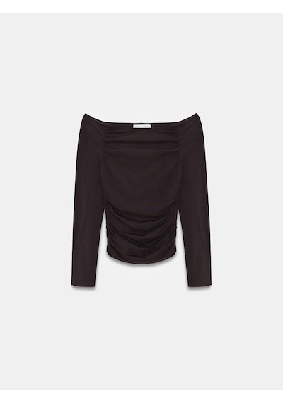 Dilvin 32675 Omuzları Açık Top-koyu Kahve Koyu Kahve