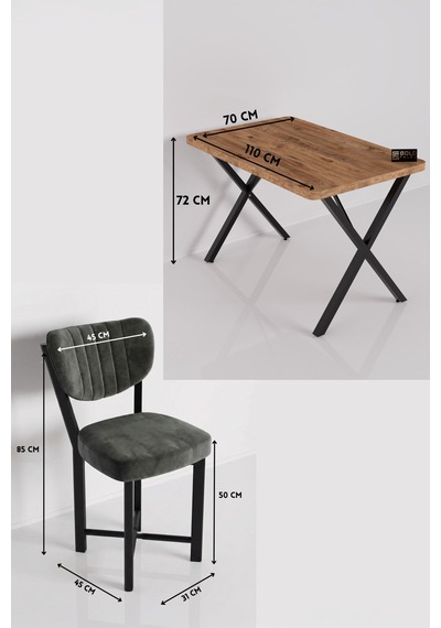 Reyo Falez Elma 110x70 Cm Masa Takımı 4 Sandalyeli Modern Mutfak Balkon Kafe Yemek Masası Seti Atlantik Çam - Antrasit 9885