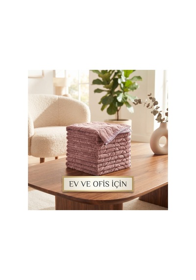 Premium Soft Gül Kurusu Mor Yaprak Desenli Peluş Mikrofiber Bez 30x40 Cm Çok Amaçlı Ev, Ofis Ve Oto İçin