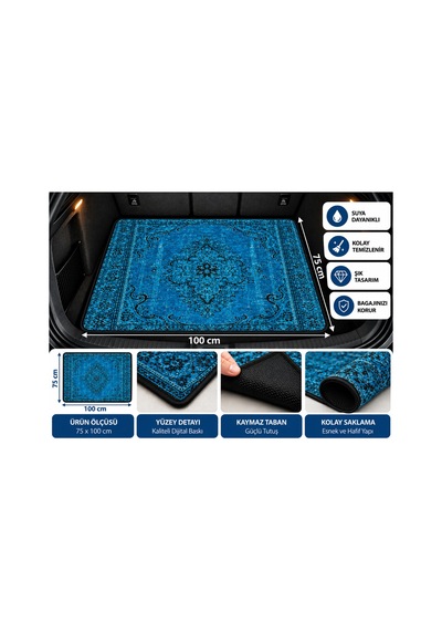 Universal 75x100 Cm Dijital Baskılı Oto Bagaj Halısı Kaymaz Tabanlı, Siyah Biyeli, Dekoratif Araç Bagaj Paspası - 937503376 Universal 75x100 Cm Dijital Baskılı Oto Bagaj Halısı Kaymaz Tabanlı, Siyah Biyeli, Dekoratif Araç Bagaj Paspası - 937503376