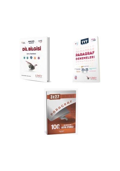 2027 2027 Limit Tyt Türkçe Dil Bilgisi Soru + Tüm Dersler Msü Kpss Dgs Paragraf 25 X 25 Deneme + Ankapade 3'lü Set