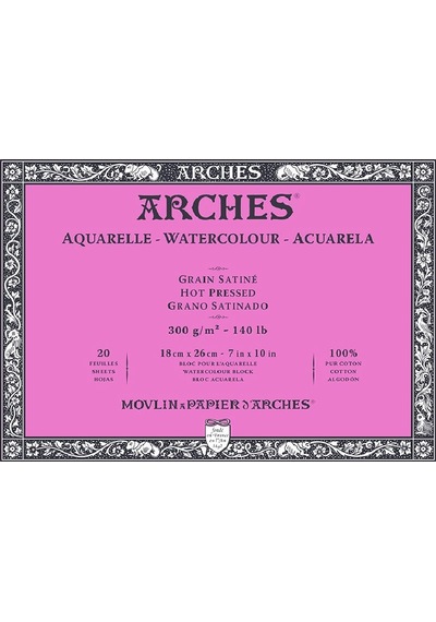 Arches Sulu Boya Blok Defter Hot Pressed 300G 20 Yaprak 18X26