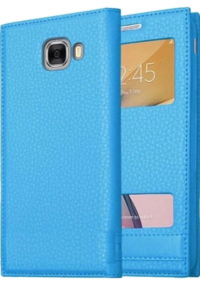 Samsung Galaxy C7 Uyumlu Pencereli Kapaklı Magnum Kılıf