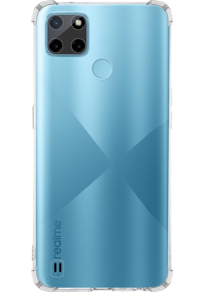 Realme C21y Kapak Kamera Korumalı Antishock Köşe Korumalı Şeffaf Silikon Kılıf