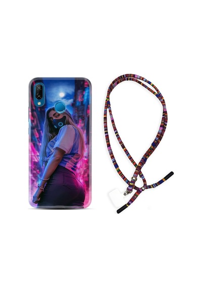 Huawei P20 Lite Kılıf Rasta Boyun Askılı Mask Girl 1659
