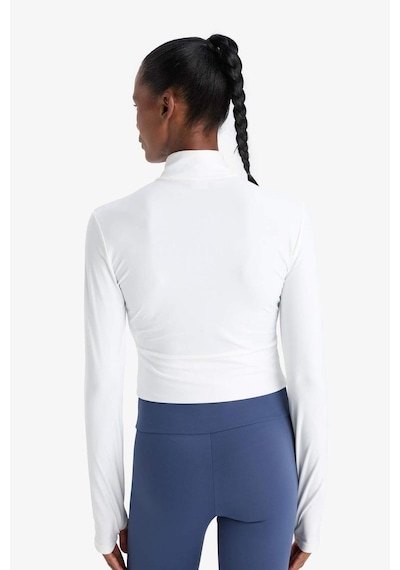Defacto Defactofit Slim Fit Dar Kesim Dik Yaka Baskılı Fermuarlı Hırka E7717ax25auwt34 Beyaz
