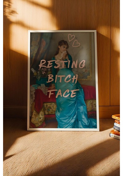 Auguste Toulmouche The Letter Çerçeveli Tablo Resting Bitch Face Arkadaşa Komik Hediye Altered Art