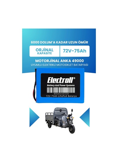 Mot Anka 49000 Batarya Standart Kapasite Lifepo4 72v 75ah Elektrikli Motosiklet Bataryası