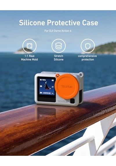 Osmo Action 6 İçin Silikon Koruyucu Kılıf + Lens Cap Grey 08298469