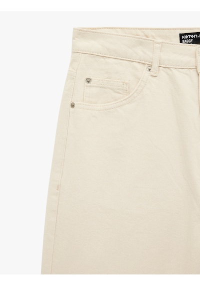 Koton Regular Fit Beş Cepli Pamuklu Bol Baggy Jean Pantolon Ekru 6sam40116nd Ekru