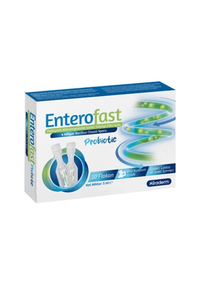 Miraderm Enterofast Probiyotik Mikroorganizma Takviye Edici Gıda 10 Flakon