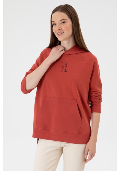 U.S. Polo Assn. Kadın Kiremit Yırtmaçlı Kapüşonlu Sweatshırt 50313611-VR026