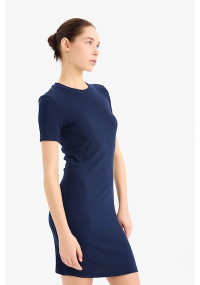 DeFacto Coool Bodycon Vücudu Saran Bisiklet Yaka Fitilli Kaşkorse Kısa Kollu Mini Elbise E7231AX25SPNV241