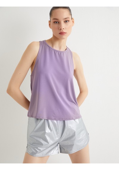 Koton Spor Atlet Bisiklet Yaka Rahat Kalıp Lila 4sak30091nk Lila